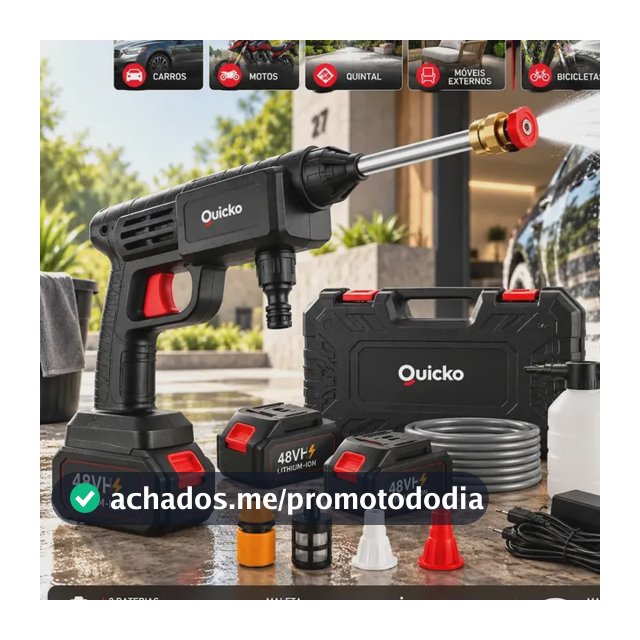 Lavadora De Alta Pressão Vap Portátil Sem Fio Bateria Lava Jato Elétrica Recarregável P/ Lavar Carro Moto Quintal C/ 2 Baterias Quicko Bico Mangueira Dispenser De Sabão Lavadora Alta Pressao Portátil
