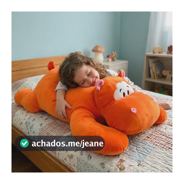 Xuxão Hipopotamo 80cm Pelúcia Fofa Amigo De Brincar E Dormir Laranja