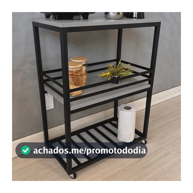 Carrinho Adega De Sala Industrial Ferro E Mdf Preto/ Mdf Cinza Urban
