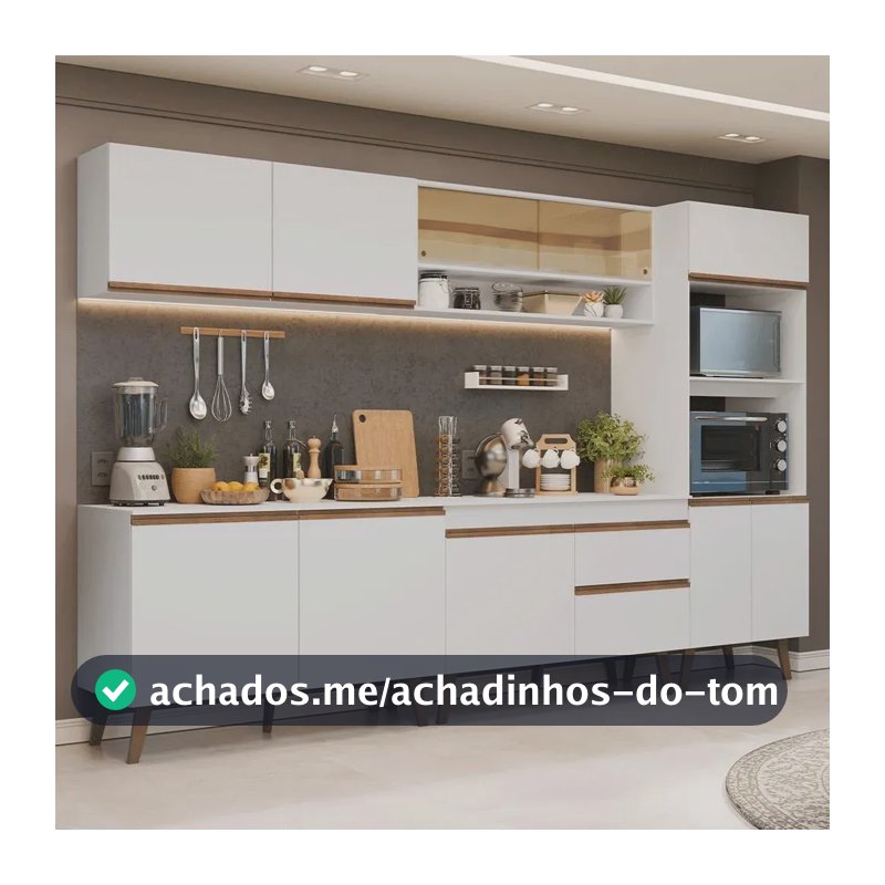 Armário De Cozinha Completa 310 Cm Pieta Madesa 02 Branco