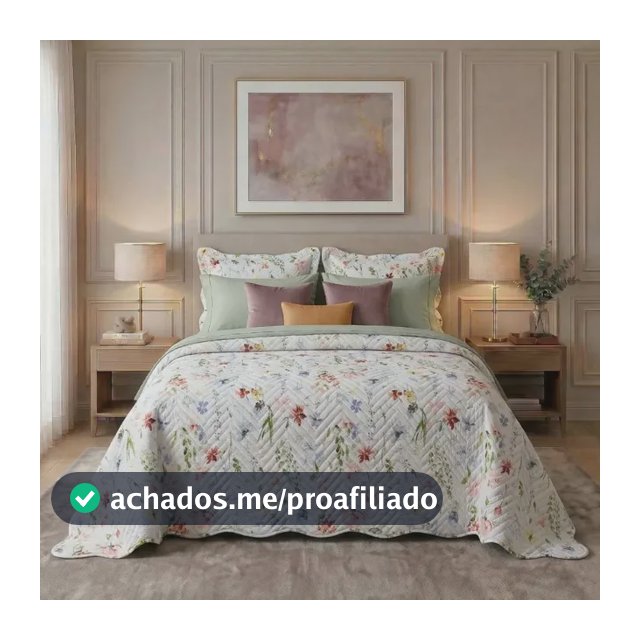 Kit Colcha Queen 3 Peças Cobre Leito Estampado Dupla Face