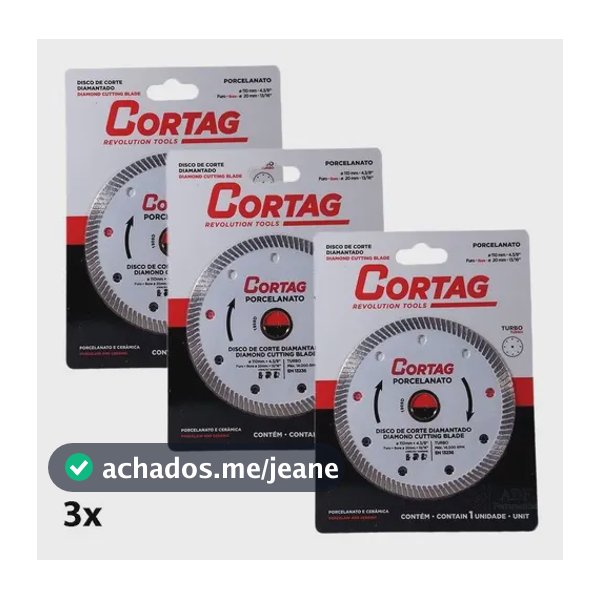 Disco De Corte Diamantado Turbo Fino Porcelanato Cortag 3 Un