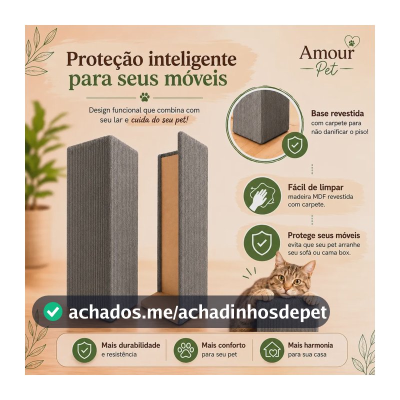 Kit 2 Arranhador De Canto Para Gatos Protetor Sofá Cama Box Cinza