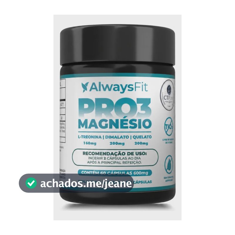 Pro3 Magnésio Alwaysfit | Magnésio Dimalato + Magnésio Quelato + L-treonina | 60 Cápsulas