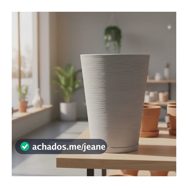 Vaso Plantas C/ Prato Sala Varanda Decorativo Pequeno Leve Cinza