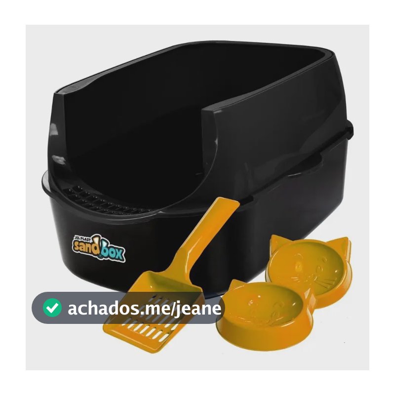 Caixa De Areia Banheiro Gato Sanitário Furba Grande Sandbox Cor Preto Jel Plast