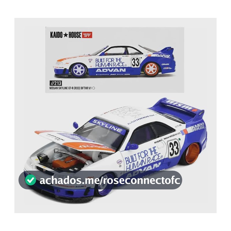 Kaido House 213 Nissan Skyline Gt-r R33 Bfthr V1 Mini Gt Azul Com Branco