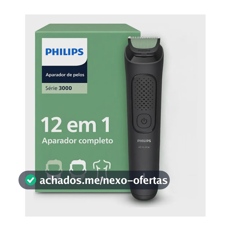 Philips Aparador e Barbeador Elétrico All-in-One Série 3000 12 em 1 12 acessórios para o visual completo | Lâminas com pontas arredondadas | 60 min sem fio | MG3921/15 MG3921/15