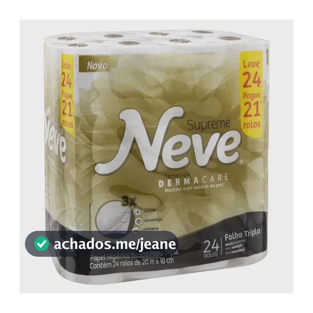 Papel Higiênico Supreme Folha Tripla 24 Rolos Neve Folha Tripla