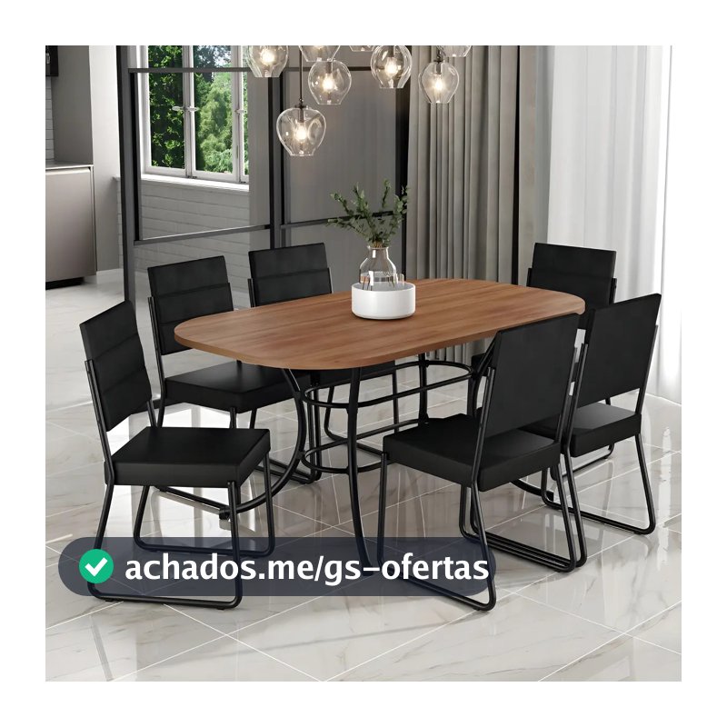 Conjunto Sala De Jantar Carraro Com Mesa E 6 Cadeiras Preto Fenix Carraro