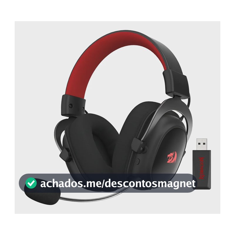 Fones de ouvido para jogos sem fio Redragon H510-PRO H510-PRO pretos com luz LED