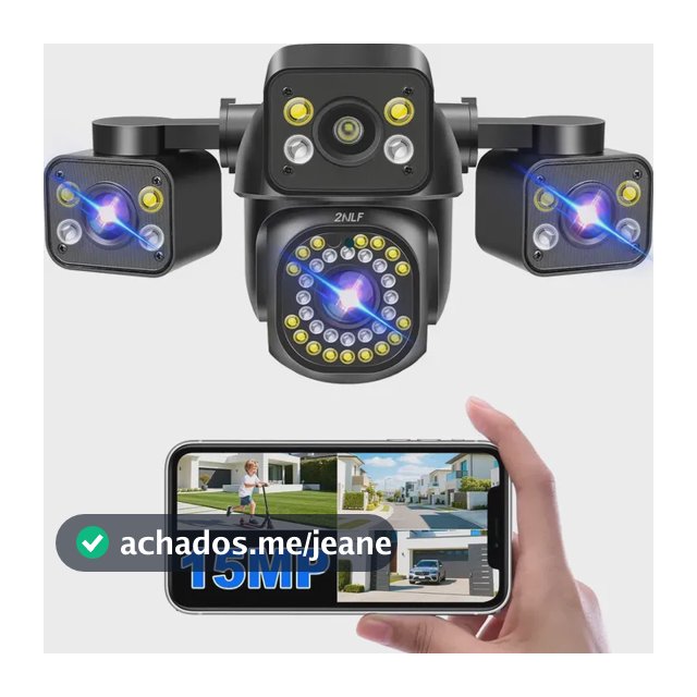 2nlf 15MP Câmeras De Segurança Três Lentes Três Telas Ptz 1440p Com Função De Alarme Rotação Ajustável