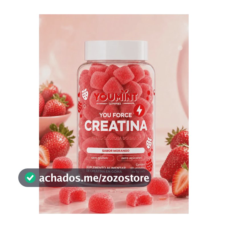 CREATINA GUMMY YOUMINT – SABOR MORANGO – ZERO AÇÚCARES – 60 GOMAS
