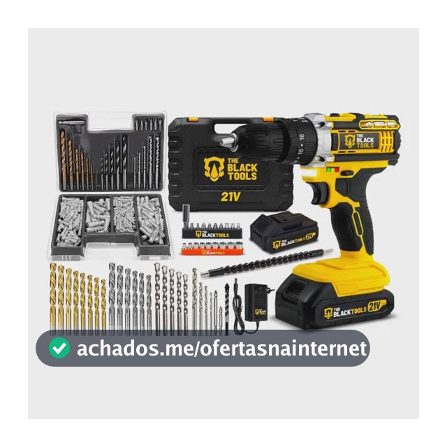 Parafusadeira Furadeira De Impacto Profissional 21v Tb21pw Com Kit Brocas E Buchas 300 Peças The Black Tools