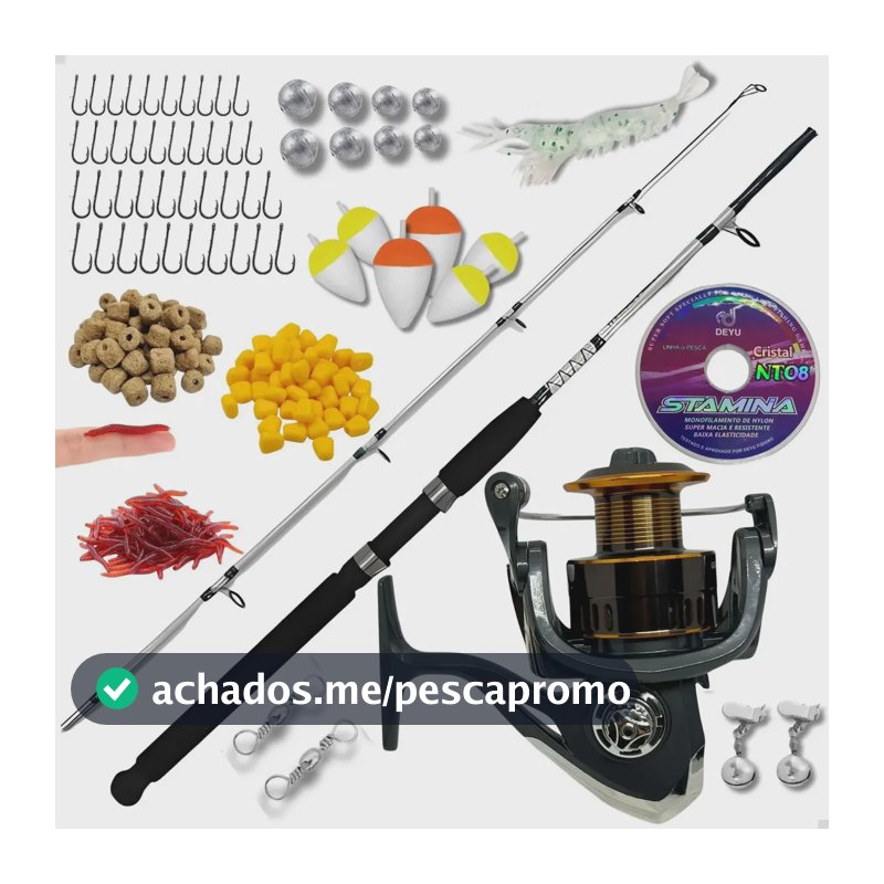 Kit Pesca Vara + Molinete Alumínio 6000 E Acessórios Red
