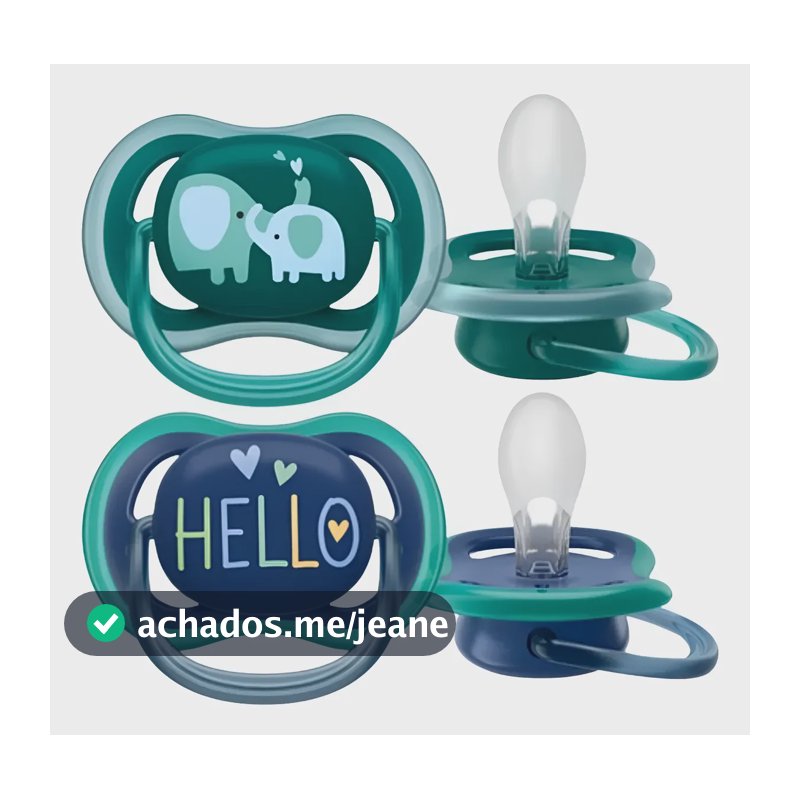 Chupeta Ultra Air Dupla 18+ Meses Decorada Azul E Verde Phil