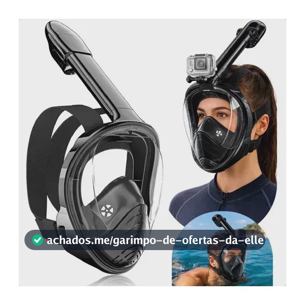 Kit De Mergulho Profissional Máscara E Snorkel Uv Preto Preto