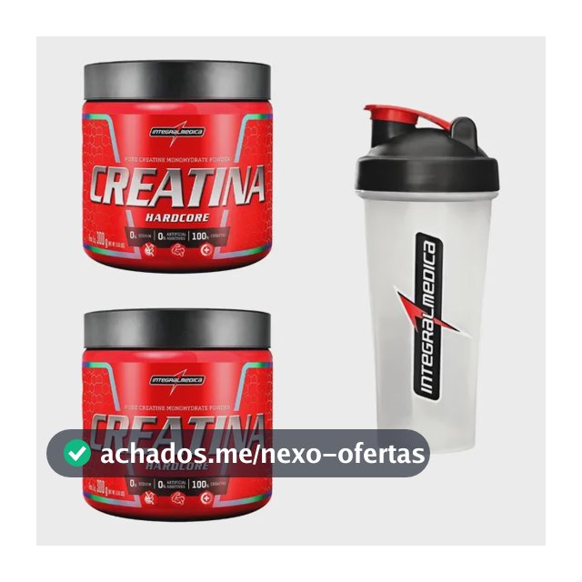 Kit 2 Creatina Integralmedica 300g + Coqueteleira 600ml Neutro