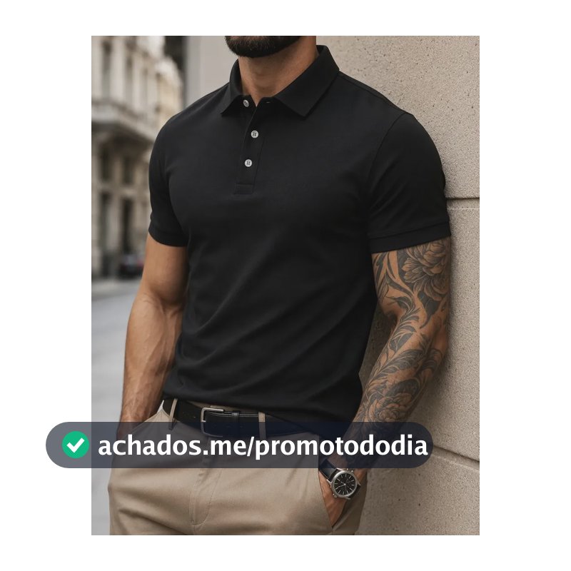 Camisa Polo Masculina Piquet Slim Manga Curta Preto M