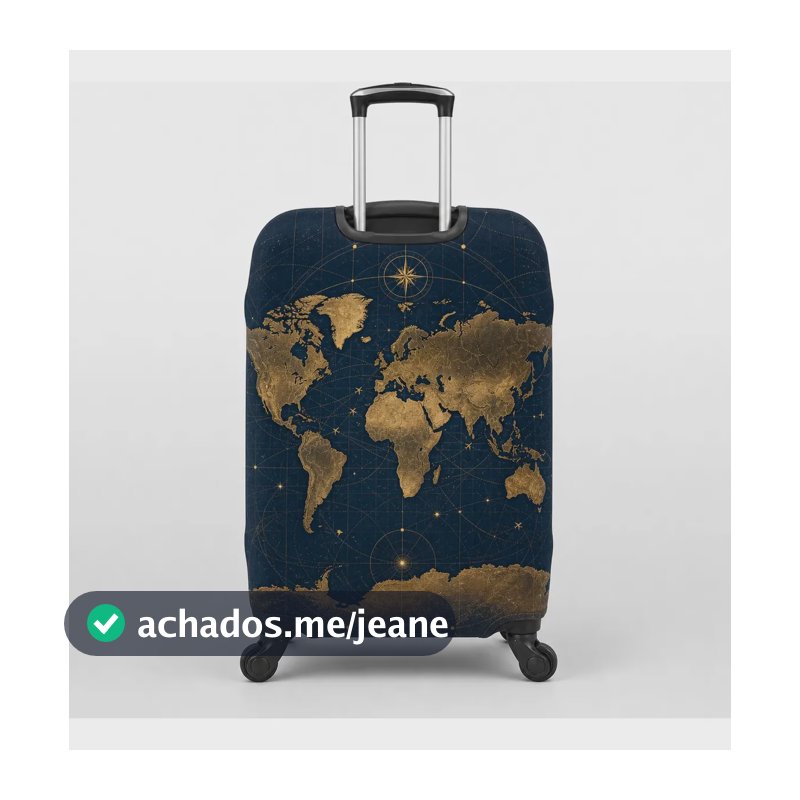 Capa De Mala Férias Viagem Estampada Suplex Resistente World Map G - 16 A 23kg