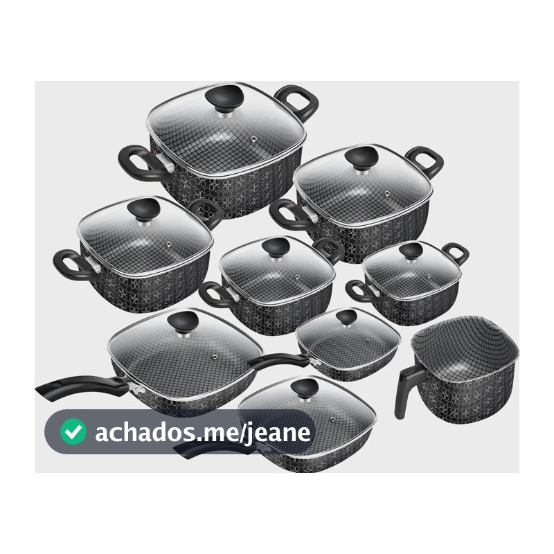 Jogo de Panelas Patolux 9 Peças Antiaderente Alumínio Preto
