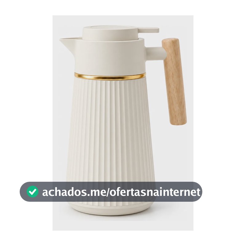 Garrafa Térmica Nórdica Café 1l Cabo Madeira Luxo Mesa Posta Creme