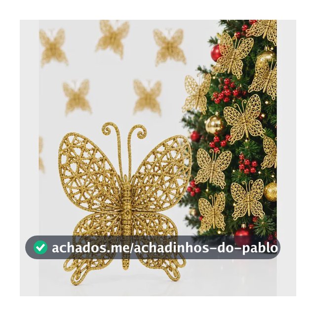 Kit C/12 Flor Luxo Borboleta Decoração Enfeite Árvore Natal