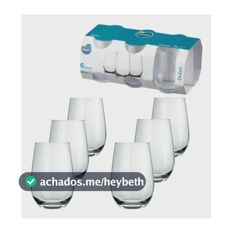 Kit 6 Copos De Vidro 480ml Nadir Figueiredo Dubai Long Drink