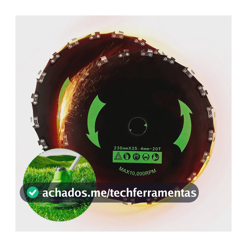 Genérica Roçadeira Genérico Disco Para Roçadeira Preto Kit 2 Disco Para Roçadeira Com Dentes De Corrente Motosserra 220mmX22.4mm 20 dentes Forestory