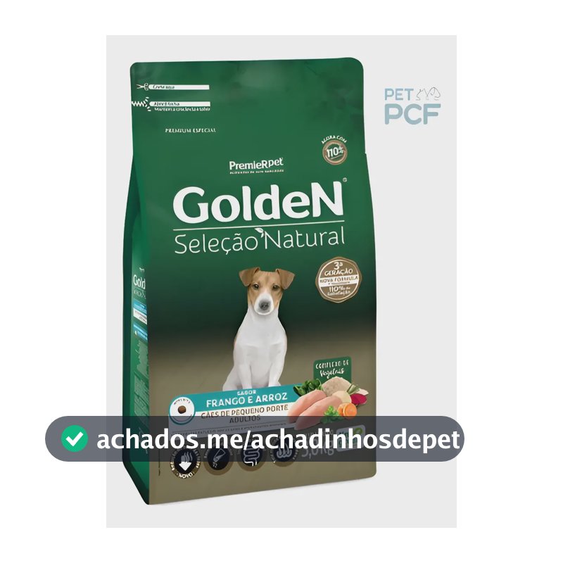 Ração Golden Seleção Natural Cães Adultos Mini Bits - 3kg
