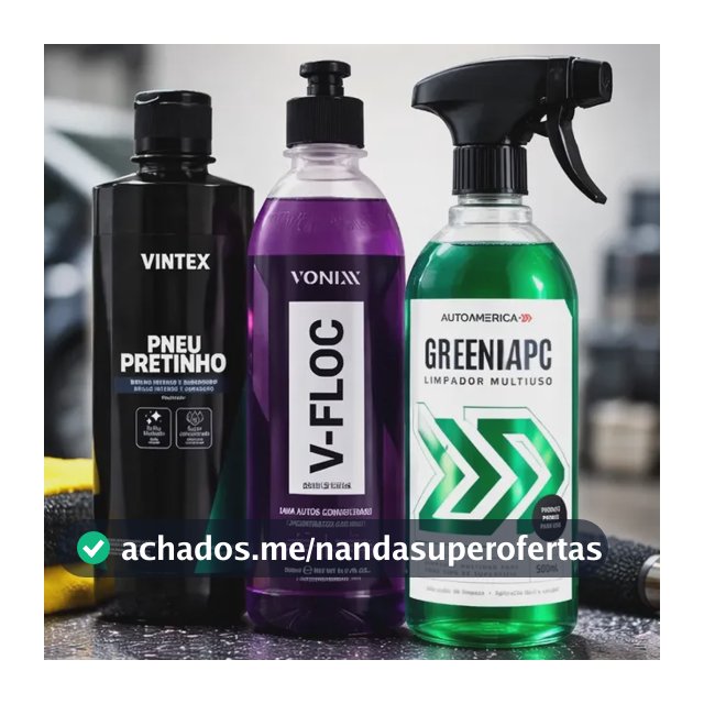 Kit Limpeza Automotiva - Pneu Pretinho + Green Apc + V Floc