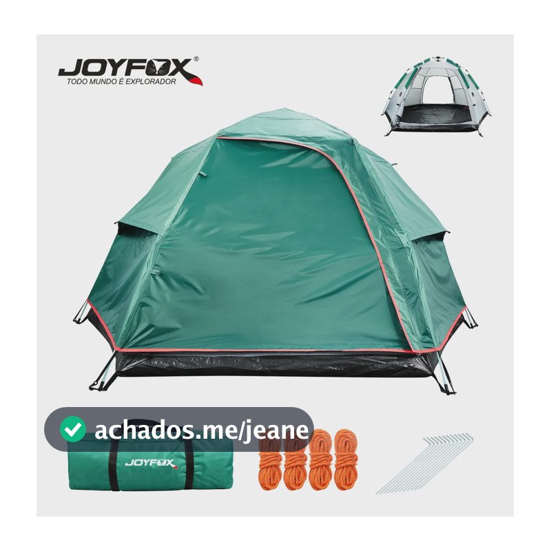 Barraca Camping Impermeavel 3000mm Automática Joyfox 5-6 Pessoas Grande Família 280240150cm Ventilação Verde