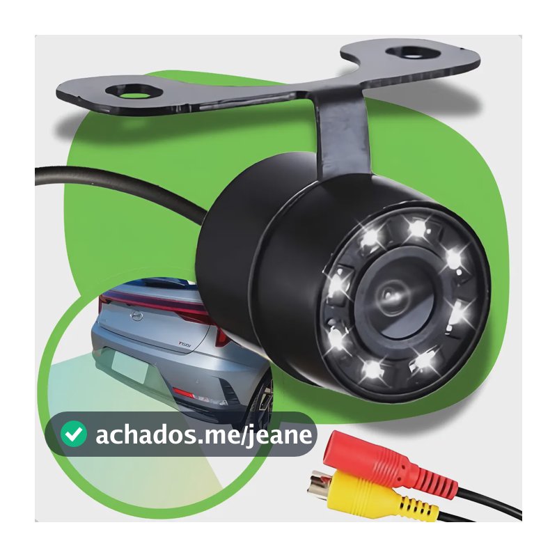 Câmera De Re Automotiva 8 Leds Hd Infravermelho Visão Noturna Colorida Universal Veicular Carro Borboleta 2 Em 1 A Prova D'agua Gurumania