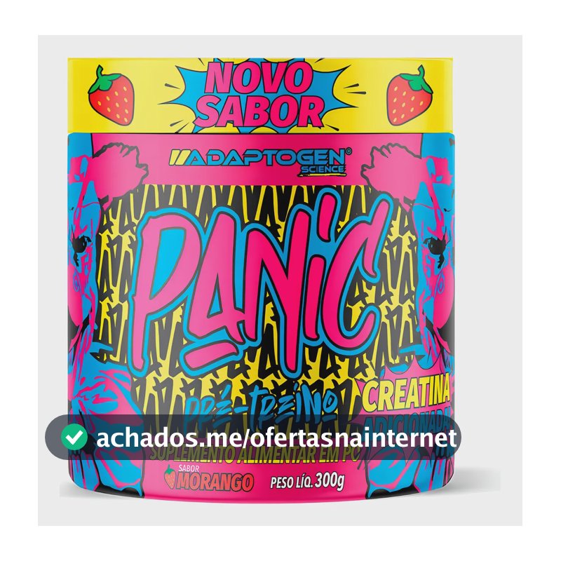 Suplemento Adaptogen Science Pré Treino Panic en pó sabor morango x 300g