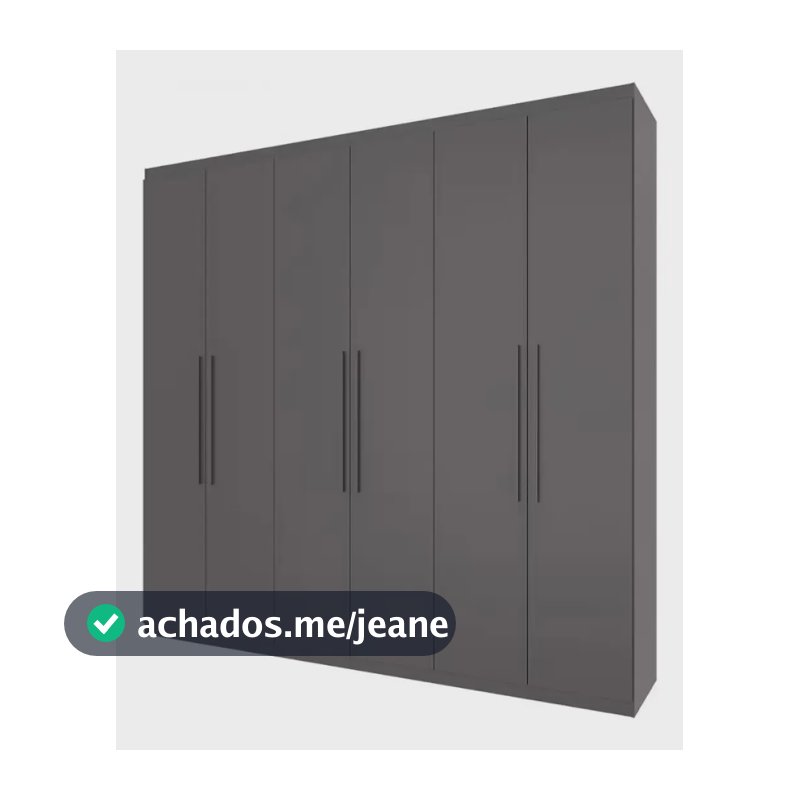 Guarda Roupa Casal Bartira Genova Com 6 Portas 3 Gavetas Cor Grafite