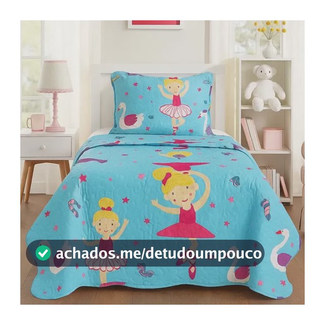 Colcha Solteiro Cobre Leito Infantil Kit 2 Pçs Menino Menina