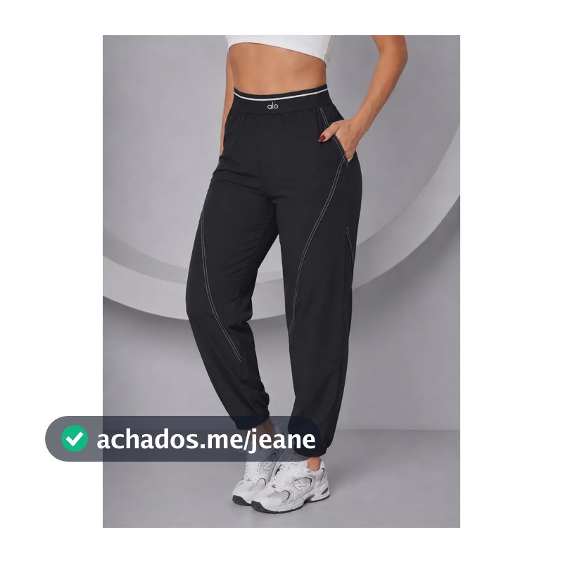 Calça Jogger Feminina Esportiva Alô Yoga Fitness Preto Liso Gg