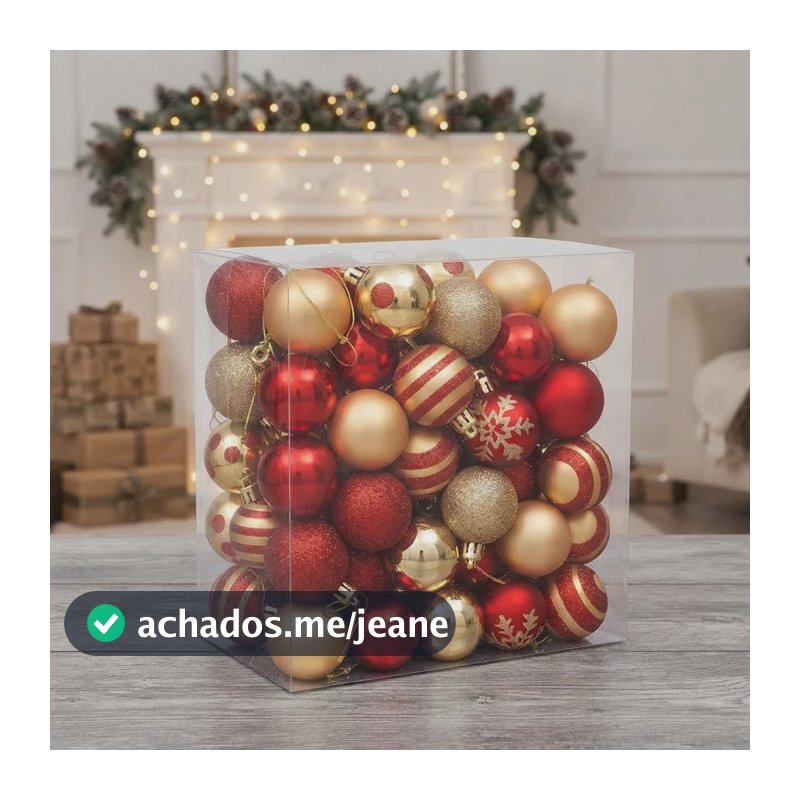 Bola De Natal 50 Unidades Decoradas Estrela Bolinhas 4cm Vermelho/dourado Natalinos
