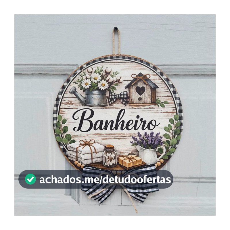 Guirlanda Porta Rústica Banheiro Mdf 19cm Modelo 1
