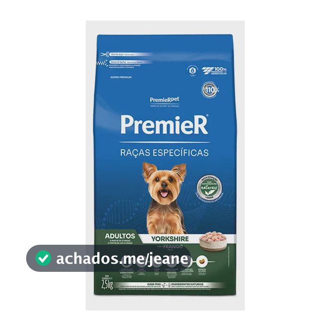 Ração Seca PremieR Super Premium Yorkshire Adulto Frango 2.5kg