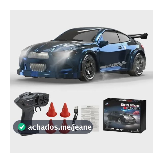 Carro Mini Rc Drift Controle Remoto 1:64 4wd Com Luzes Led