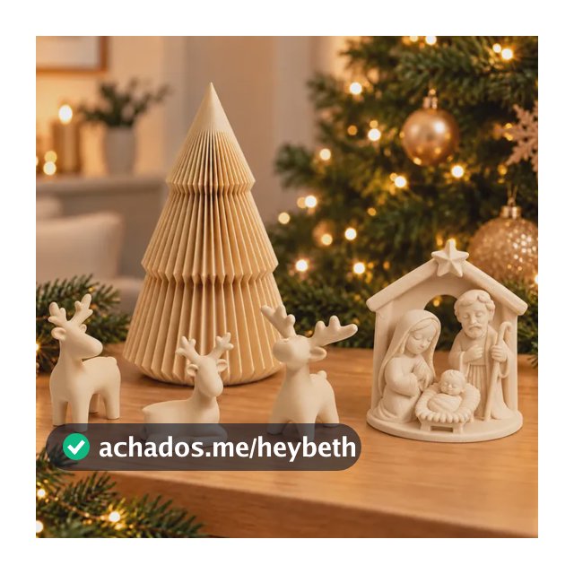 Presépio Natalino Sagrada Família Com Árvore E 3 Renas Natal