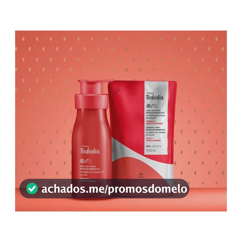 Kit Tododia: Creme Corporal Morango Baunilha Dourada 400ml + Refil Creme Corporal 400ml