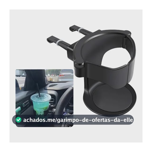Porta Copo Automotivo Regulável Com Suporte Para Latas E Gar Preto