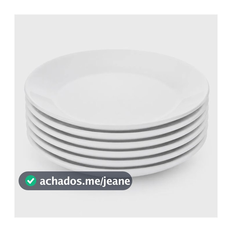 Jogo 6 Pratos Sobremesa Raso Vidro Branco Redondo 18cm Restaurante Hotel Mesa Posta Cozinha Resistente Elegante 6 Peças
