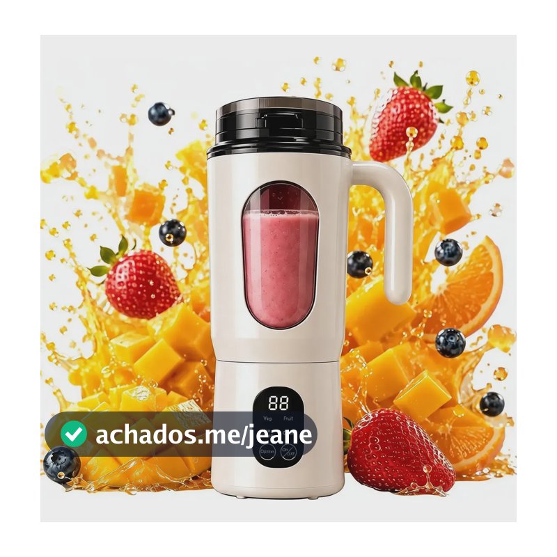 Liquidificador Portátil 2 Em 1 580ml Display Led 4 Funções Bege 127/220v