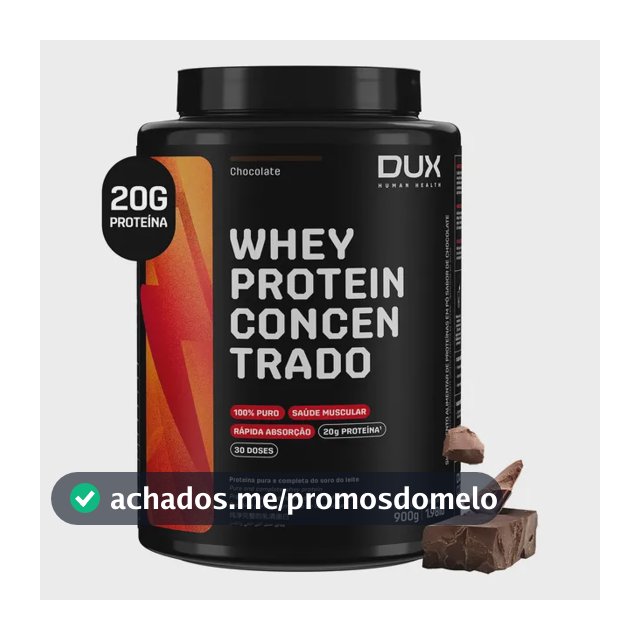Whey Protein Concentrado - Pote 900g Dux Nutrition - Sabor Chocolate