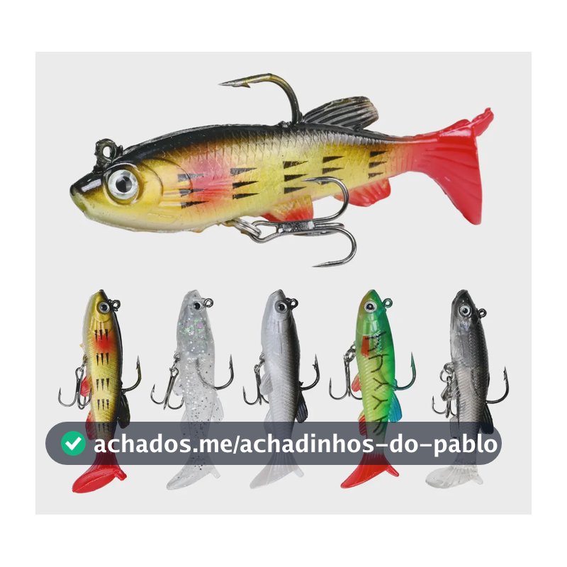 Kit 5 Isca Artificial Shad Silicone Tucunaré Robalo Traira Colorido