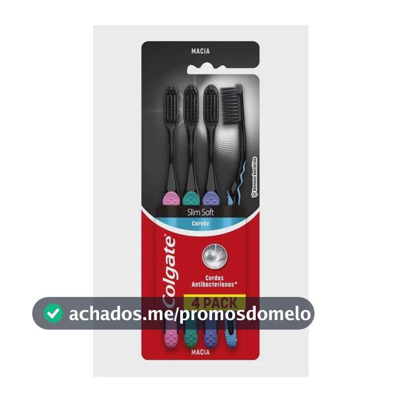 Kit de Escovas De Dentes Colgate Slim Soft Black Com 4 Unidades
