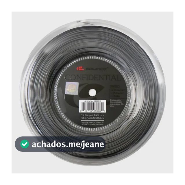 Corda Solinco Confidential 16l 1.25 12mts 1.25 Mm Cinza